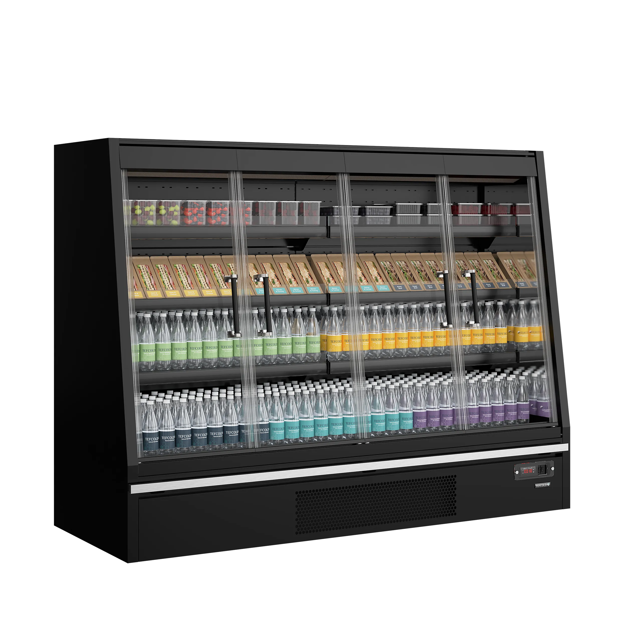Tefcold Galaxy+ GPL20FGD Black, Chladicí vitrína přístěnná, kř. dveře