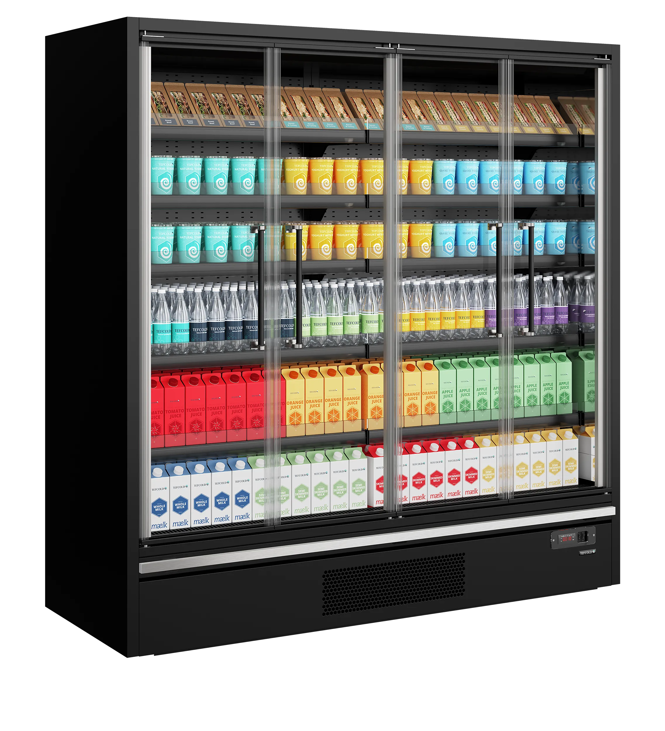 Tefcold Galaxy+ GP20FGD Black, Chladicí vitrína přístěnná, kř. dveře