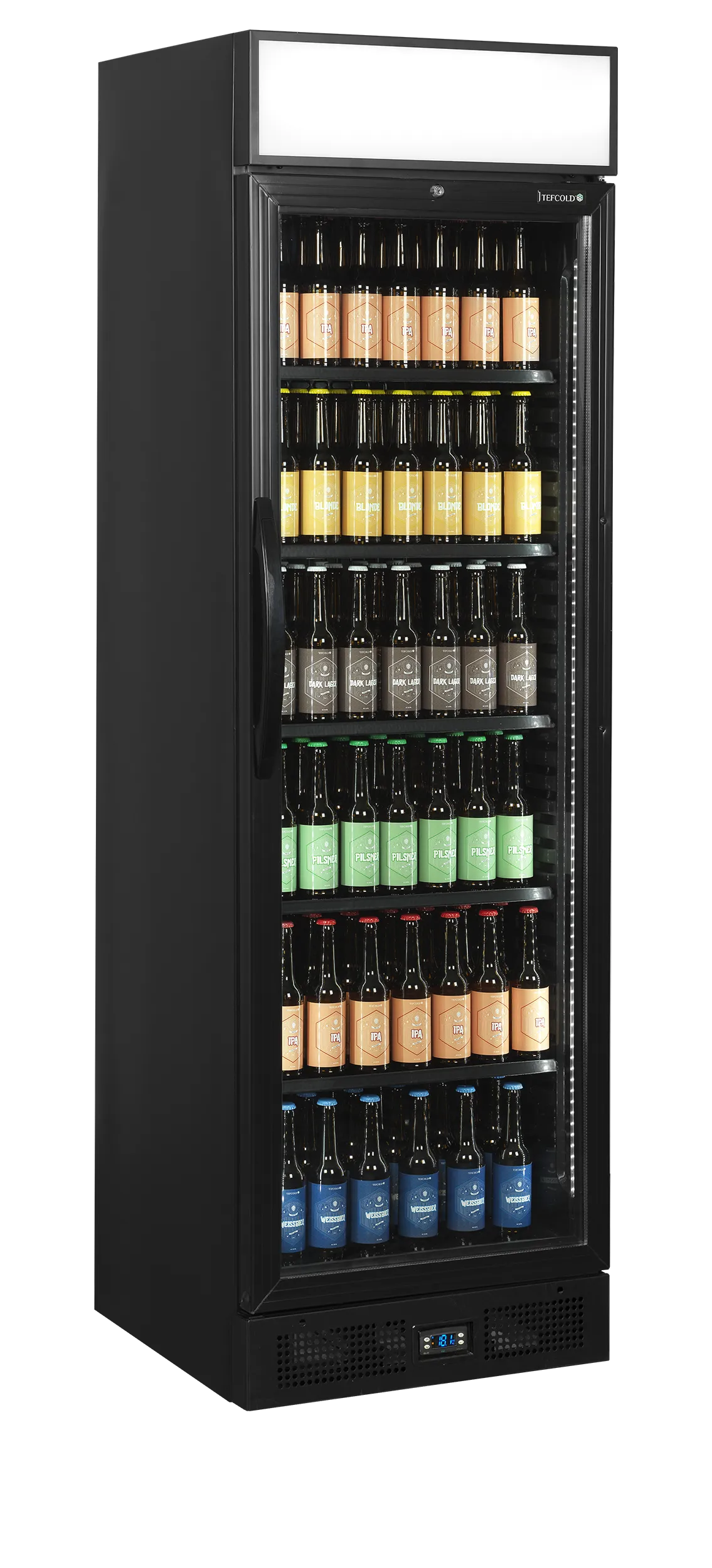 Lednice Tefcold CEV 435 CP BLACK, prosklené dveře