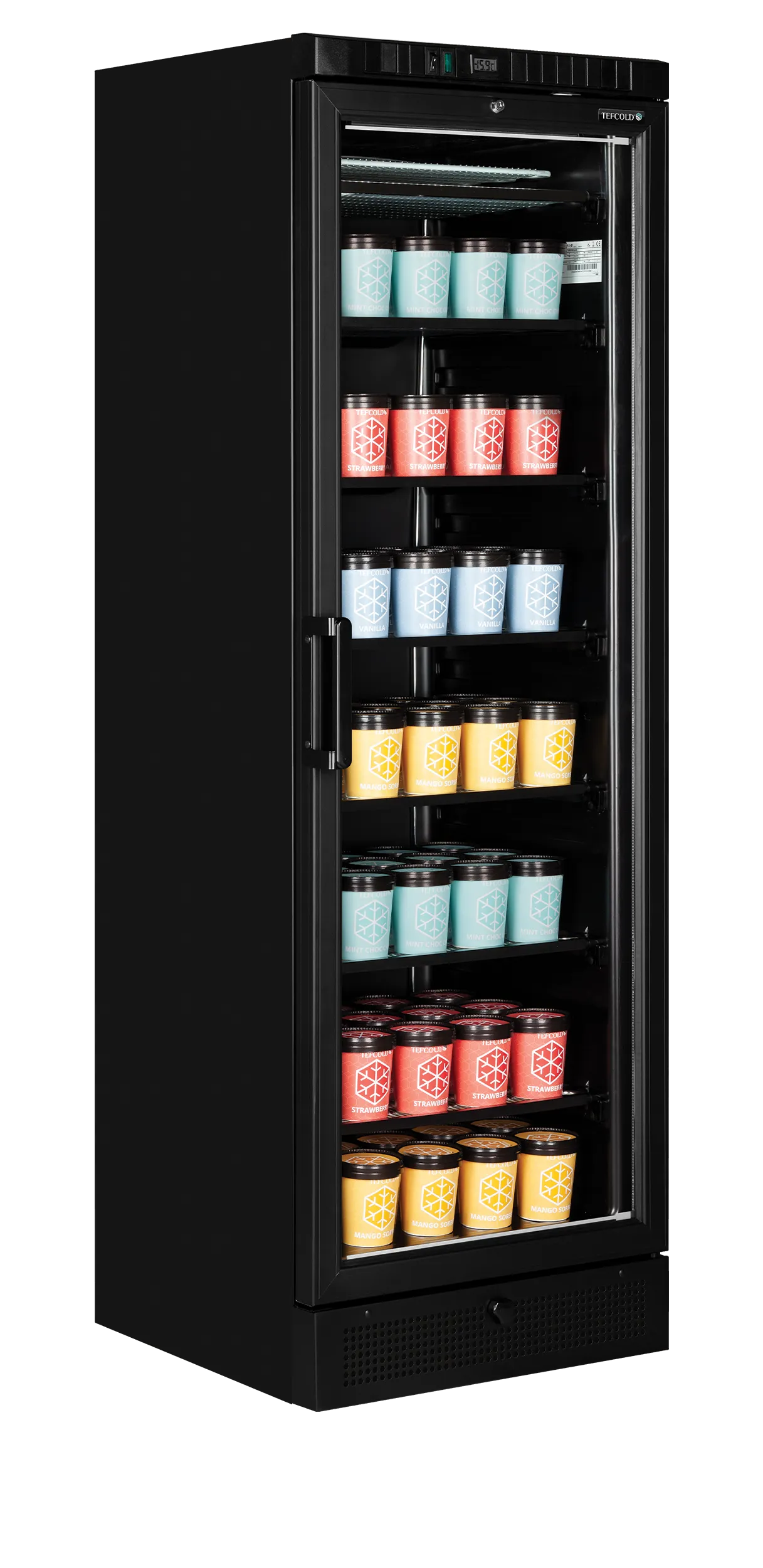 Mrazák Tefcold UFSC 371 G Black, prosklené dveře