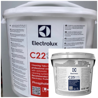 Mycí tablety C22 bezfosfátové pro konvektomaty SKYLINE Electrolux 100 ks + Oplachové a odvápňovací tablety Electrolux C25 Rinse & Descale 50 ks